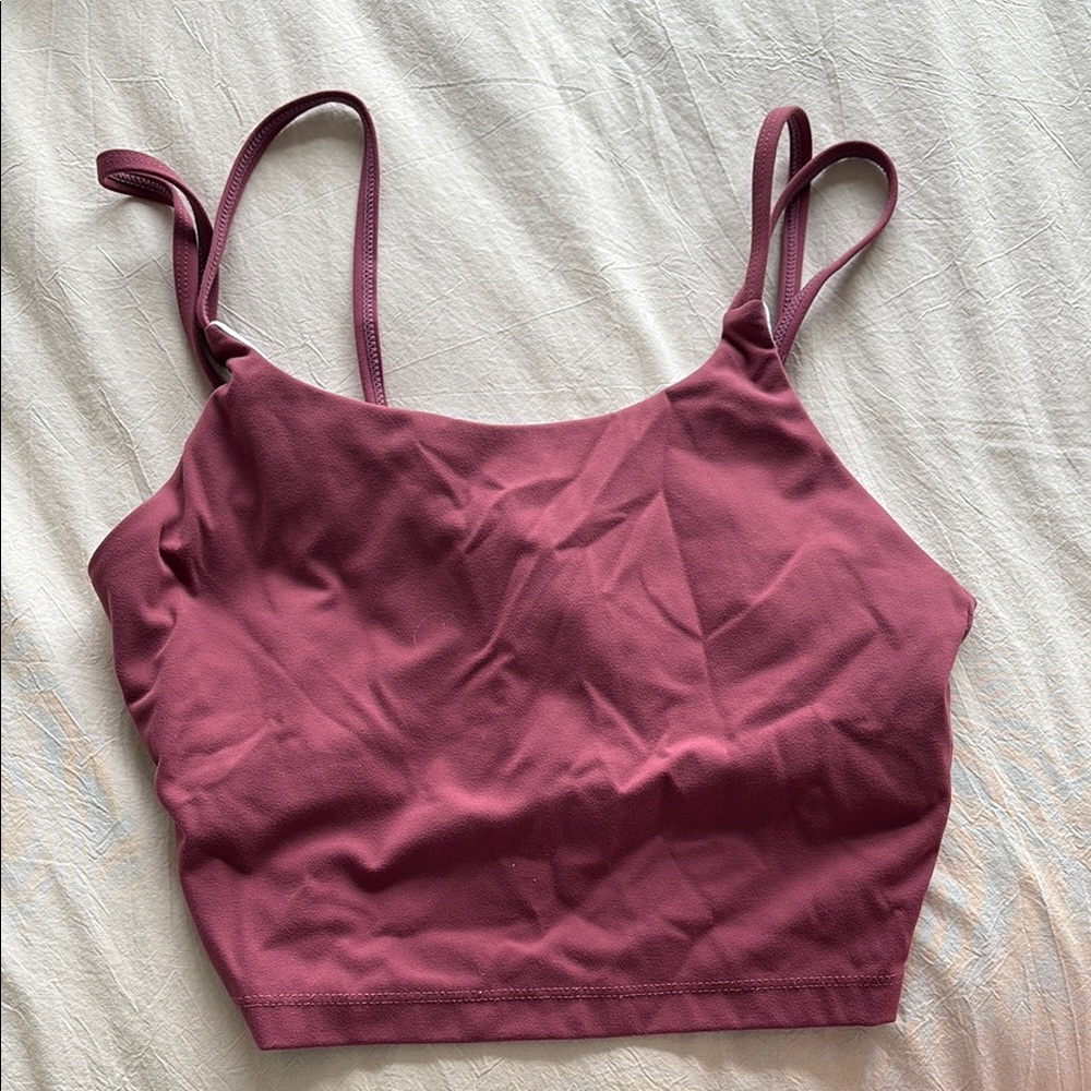 NVGTN women’s wine colored crop top with built in padding